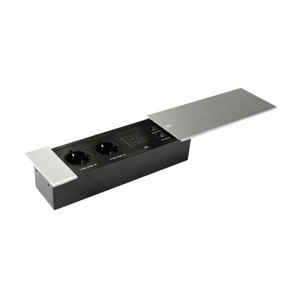 Блок розеток JX (Slide Top) (2 секции RJ-45 + 2 USB с кабелем питания) Mebax 00-00002890