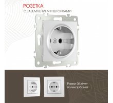 Розетка с заземлением и шторками Arte Milano 206.40-1.silver