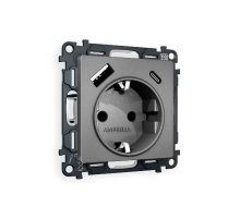 Комплект механизма розетки 2USB A+C 20W (быстрая зарядка) с/з Ambrella Volt Alfa MA660010