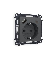 Комплект механизма розетки 2USB A+C 20W (быстрая зарядка) с/з Ambrella Volt Alfa MA910010