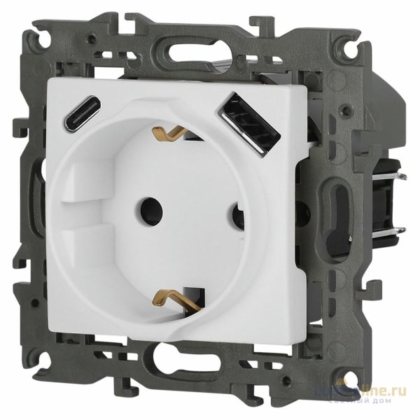 Розетка со шторками с USB type-A+C Эра Elegance 14-4108-01М Б0067710