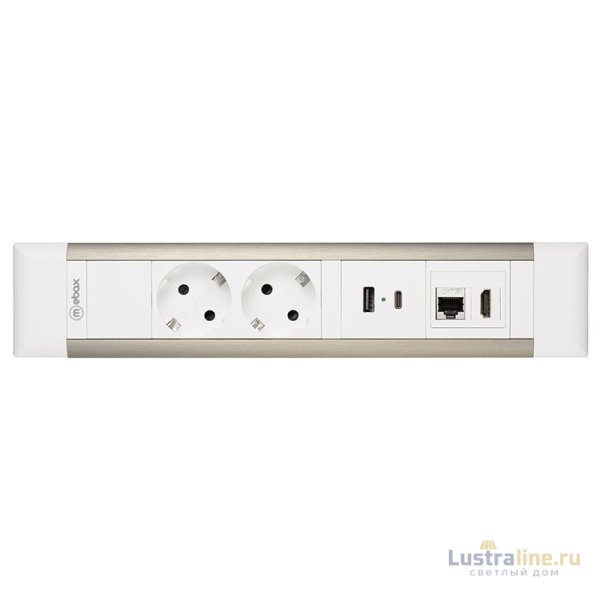 Блок розеток 41T (2 секции, USB + type C + RJ45 + HDMI) Mebax 00-00002594