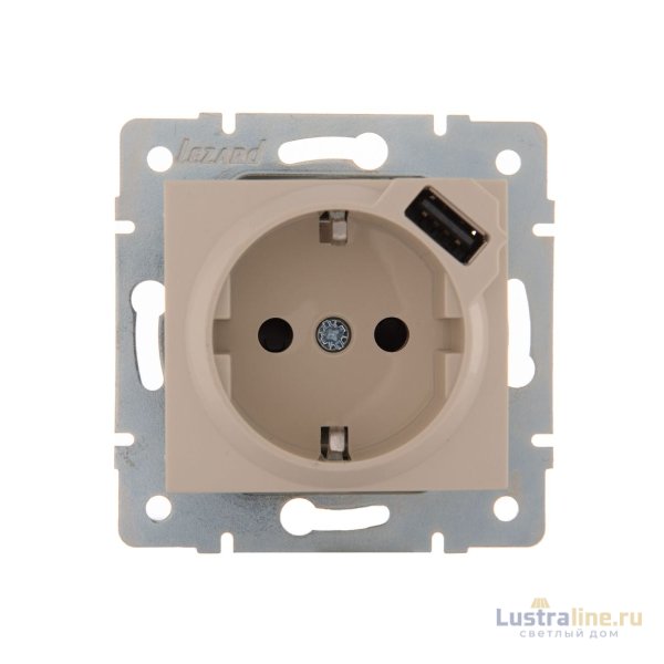 Розетка с/з + USB Lezard Karina 707-0388-181