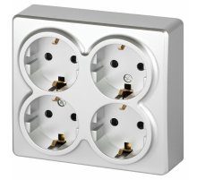 Розетка четырехместная с заземлением со шторками Эра 11-2211-03 Б0063022