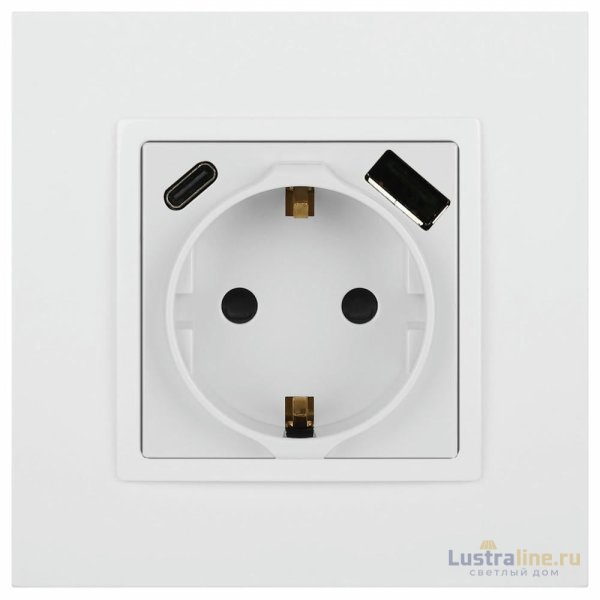 Розетка со шторками с USB type-A+C Эра Elegance 14-4108-01 Б0067736