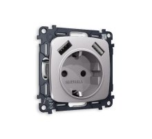 Комплект механизма розетки 2USB A+A 18W (быстрая зарядка) с/з Ambrella Volt Omega MO509010