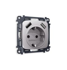 Комплект механизма розетки 2USB A+A 18W (быстрая зарядка) с/з Ambrella Volt Omega MO509010