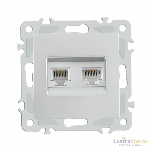 Розетка телефонная RJ11 + компьютерная RJ45 Arte Milano 206.44-1.silver
