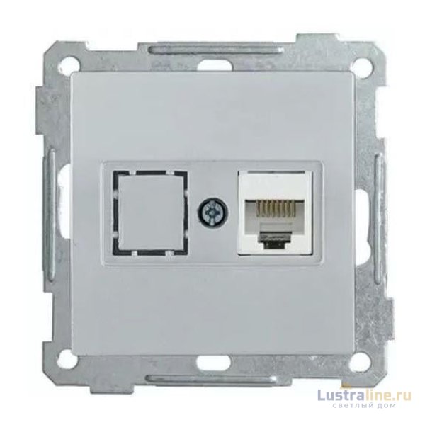 Розетка телефонная Rj45 Cat3 Mono Electric Despina-Larissa серебро 500-002125-124