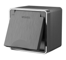 Розетка влагозащищенная с заземлением с защитной крышкой и шторками Werkel Gallant графит рифленый W5071204 4690389164606 a051334