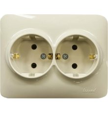 Розетка двойная с/з Lezard Karina Life 708-0300-127B