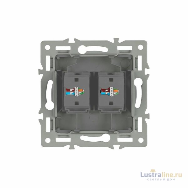 Механизм компьютерной розетки двойной Arlight SCT-MPC2-PL-GR (RJ-45, CAT6) 045338