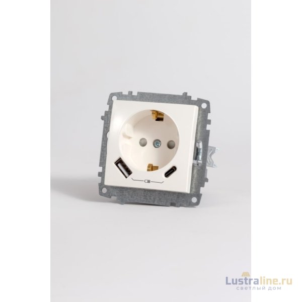 Розетка с/з зарядка (Type C+USB) ELBI Zena Vega 609-010200-334