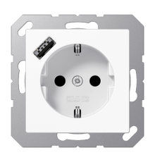 Розетка 2K+З USB Typ A Jung A1520-18AWW