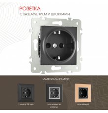 Розетка с заземлением и шторками Arte Milano 203.40-1.black