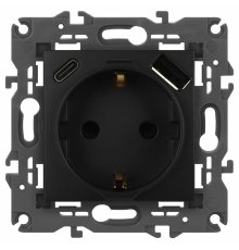 Розетка со шторками с USB type-A+C Эра Elegance 14-4108-05 Б0067724