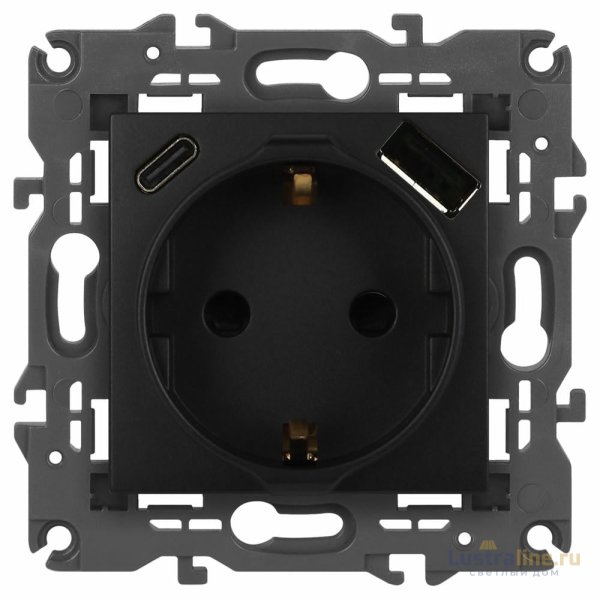 Розетка со шторками с USB type-A+C Эра Elegance 14-4108-05 Б0067724