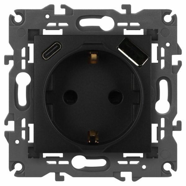 Розетка со шторками с USB type-A+C Эра Elegance 14-4108-05 Б0067724