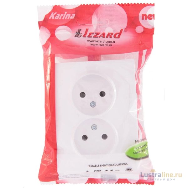 Розетка двойная б/з Lezard Karina 707-0200-128B