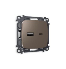 Комплект механизма розетки 2USB A+C 20W (быстрая зарядка) Ambrella Volt Omega MO641010