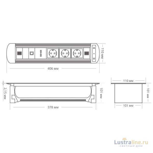 Блок розеток МХ-107 (3 секции, 2 USB и RJ-45) Mebax 00-00001185