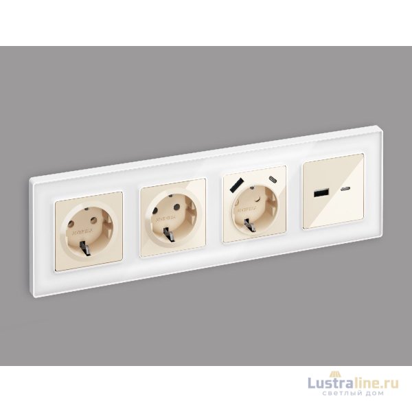 Комплект механизма розетки 2USB A+C 20W (быстрая зарядка) Ambrella Volt Alfa MA311010