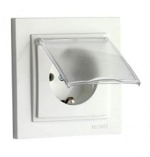 Розетка с заземлением с крышкой Mono Electric Despina 16А 250В жемчуг 102-252521-118