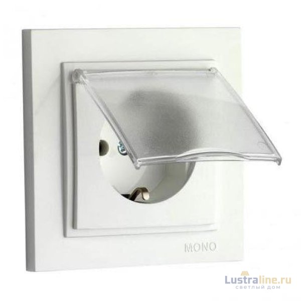 Розетка с заземлением с крышкой Mono Electric Despina 16А 250В жемчуг 102-252521-118