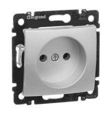 Розетка 2К Legrand Valena 16A 250V б/з винтовой зажим алюминий 770116