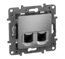 Розетка компьютерная 2хRJ45 Legrand Etika 5 кат UTP алюминий 672455