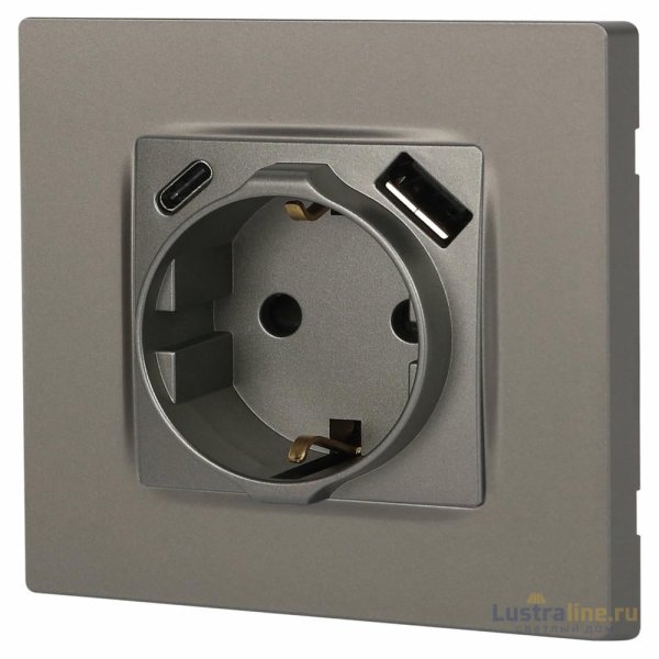 Розетка со шторками с USB type-A+C Эра 12-4108-16 Б0067762
