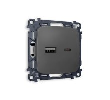 Комплект механизма розетки 2USB A+C 20W (быстрая зарядка) Ambrella Volt Omega MO911010