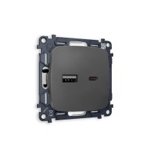 Комплект механизма розетки 2USB A+C 20W (быстрая зарядка) Ambrella Volt Omega MO911010