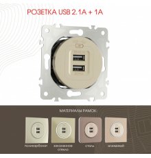 Розетка USB 2.1А+1А Arte Milano 202.46-1.shampan