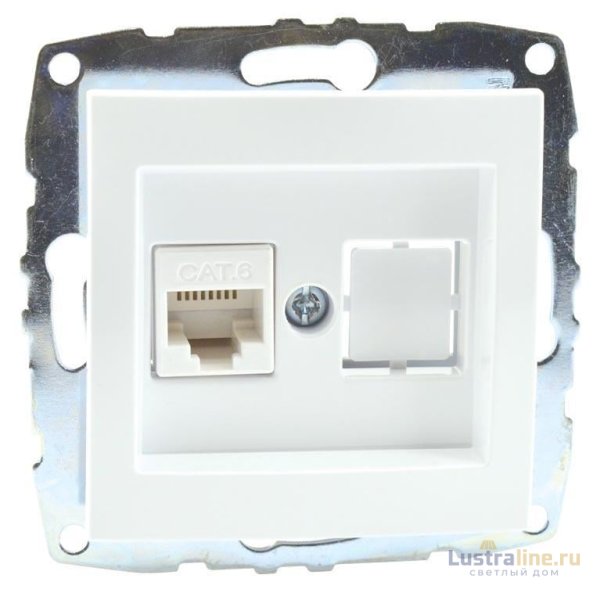 Розетка компьютерная Rj45 Cat6 Mono Electric Despina-Larissa белый 500-001905-125