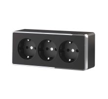 Розетка тройная с/з со шторками Werkel Gallant черный/хром W5073135 4690389163890