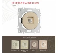 Розетка телефонная RJ11 Arte Milano 202.51-1.shampan