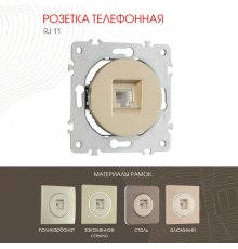 Розетка телефонная RJ11 Arte Milano 202.51-1.shampan