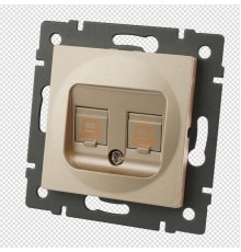 Механизм компьютерной розетки двойной Arlight SCT-MPC2-PL-GD-V (RJ-45, CAT6) 049850