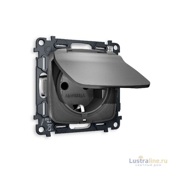 Комплект механизма розетки с/з со шторками и крышкой Ambrella Volt Omega MO658010