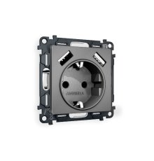 Комплект механизма розетки 2USB A+A 18W (быстрая зарядка) с/з Ambrella Volt Alfa MA659010