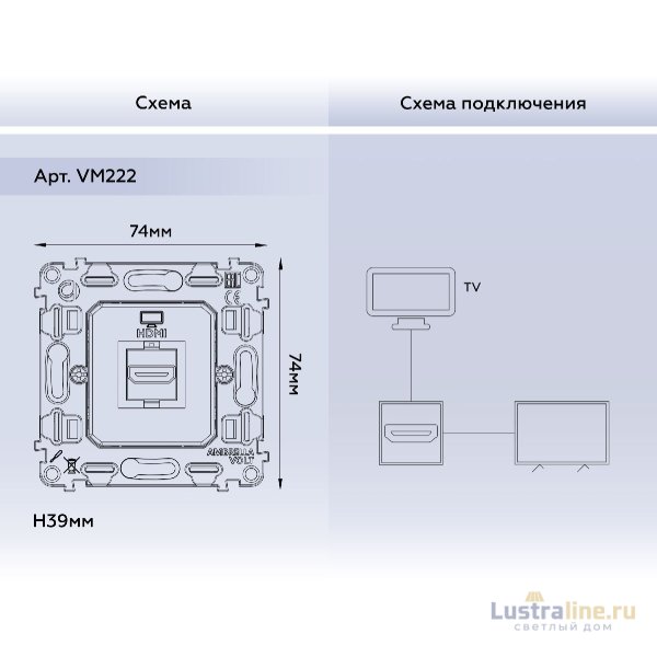 Механизм розетки HDMI 2.0 40V/500mA 2.0GHz 5-18Gbit/s Ambrella Volt Quant VM222