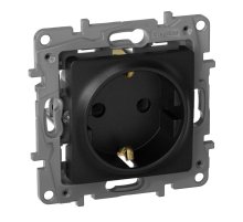 Розетка 2К+З Legrand Etika 16A 250V с/з винтовой зажим немецкий стандарт антрацит 672621