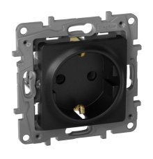 Розетка 2К+З Legrand Etika 16A 250V с/з винтовой зажим немецкий стандарт антрацит 672621