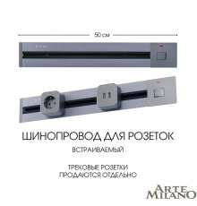 Встраиваемый шинопровод с выключателем Arte Milano Am-track-sockets 385205TBB/50 Grey