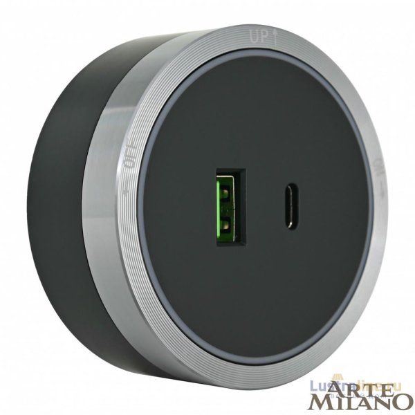 Трековая розетка Arte Milano Am-track-sockets 380066TS LED/USB-Type-C Grey