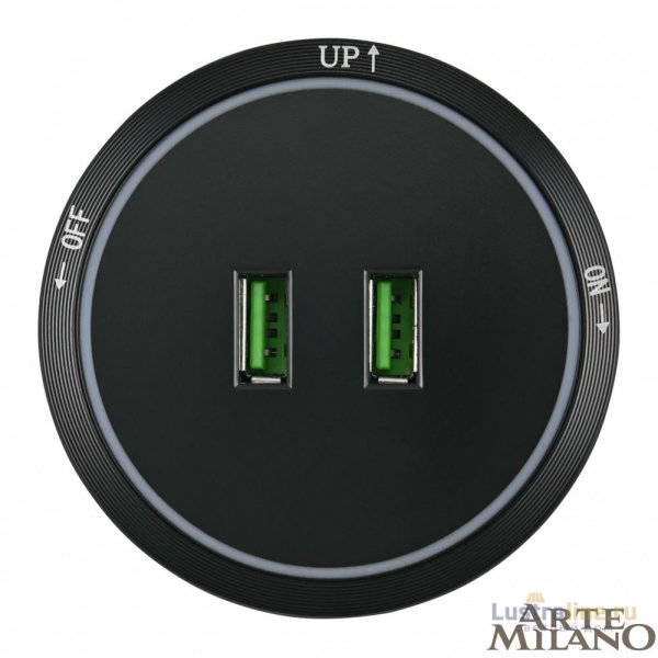 Трековая розетка Arte Milano Am-track-sockets 380066TS LED/USBx2 Black
