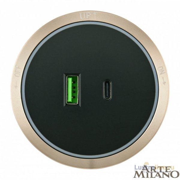 Трековая розетка Arte Milano Am-track-sockets 380066TS LED/USB-Type-C Gold