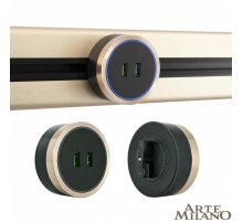 Трековая розетка Arte Milano Am-track-sockets 380066TS LED/USBx2 Gold