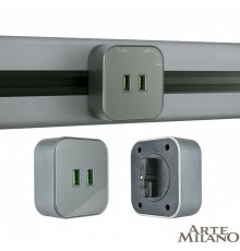 Трековая розетка Arte Milano Am-track-sockets 380022TS/USBx2 Grey